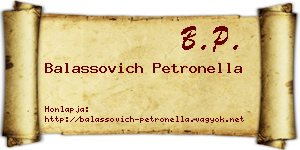 Balassovich Petronella névjegykártya